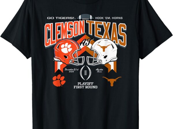 Clemson tigers at texas longhorns cfp 2024-25 playoff logo t-shirt