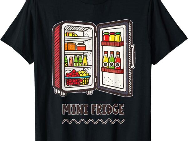 Colorful illustration of fully stocked mini fridge t-shirt