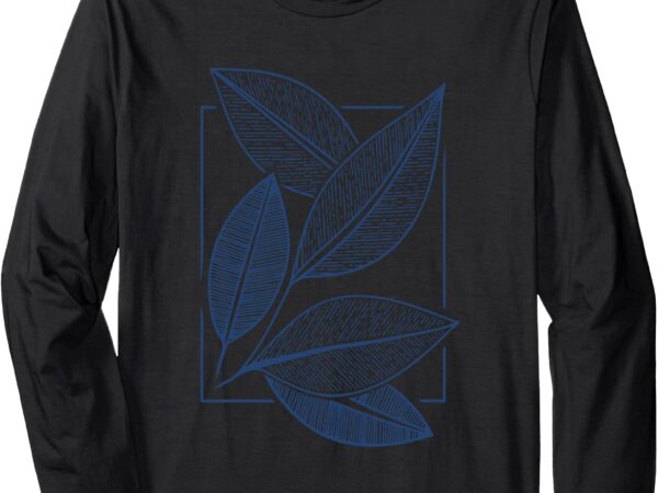 Contemporary artsy abstract botanical leaves nature drawing long sleeve t-shirt