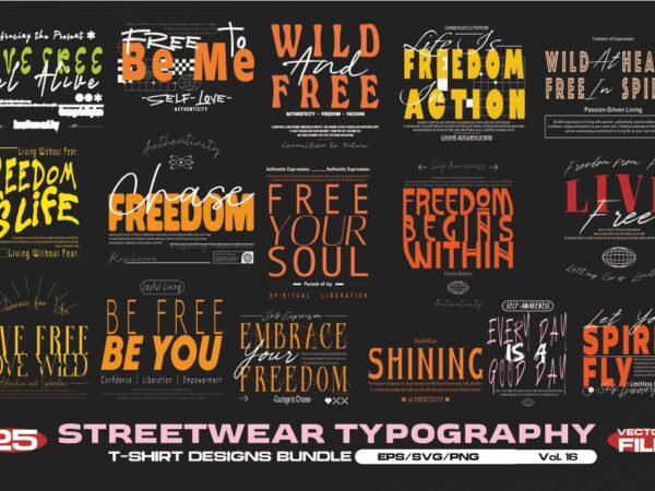 Streetwear typography vol. 16 bundle t shirt template vector