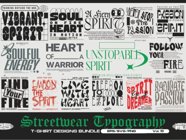 Streetwer typography vol. 15 bundle t shirt template vector