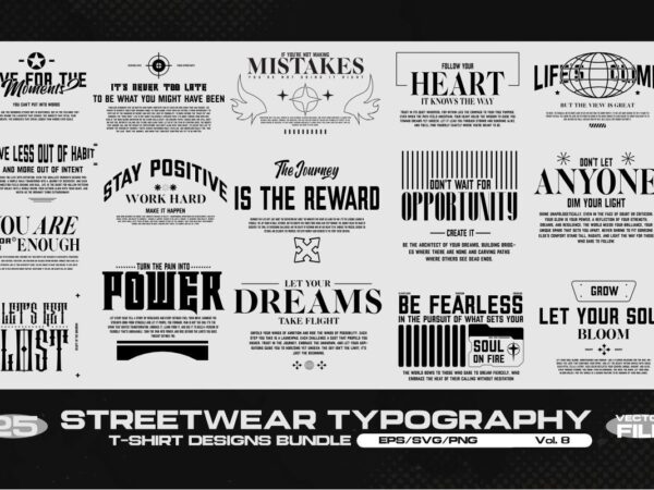 Streetwear typography vol. 8 bundle t shirt template vector