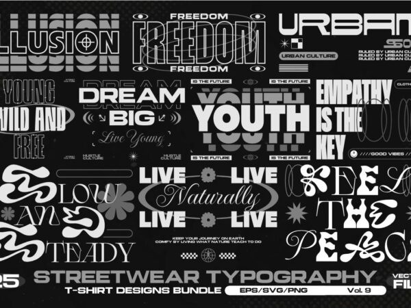 Streetwear typography vol. 9 bundle t shirt template vector