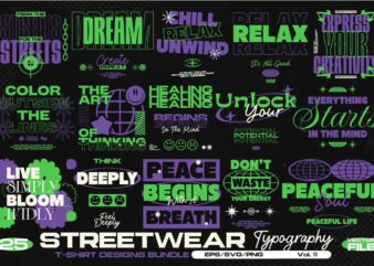 STREETWEAR TYPOGRAPHY VOL. 11 BUNDLE t shirt template vector