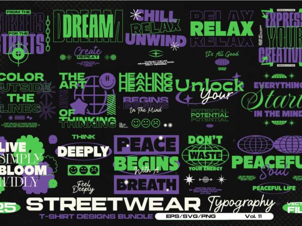 Streetwear typography vol. 11 bundle t shirt template vector