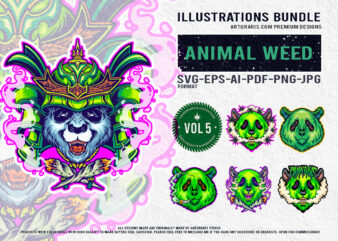 Creative Animal Illustrations Bundle Eye Catching Cannabis Themed Panda Designs