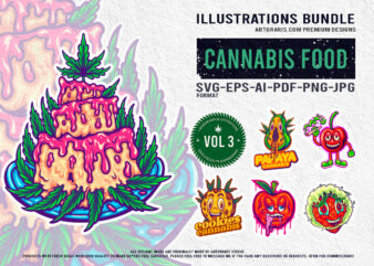 Playful cannabis inspired fruit characters collection for unique art and merchandise