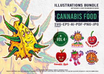 Colorful Cannabis Themed Fruit Illustrations