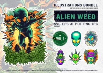 Futuristic Alien Weed Graphics Psychedelic Illustration Pack