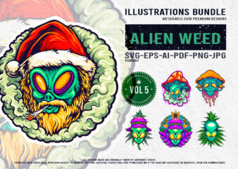 Psychedelic Alien Weed Illustrations Cosmic Cannabis Artwork Collection