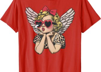 Cupid Blowing Bubble Heart Sunglasses Leopard Valentines Day T-Shirt