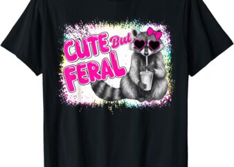 Cute But Feral Funny Colorful Raccoon With Sunglasses Meme T-Shirt