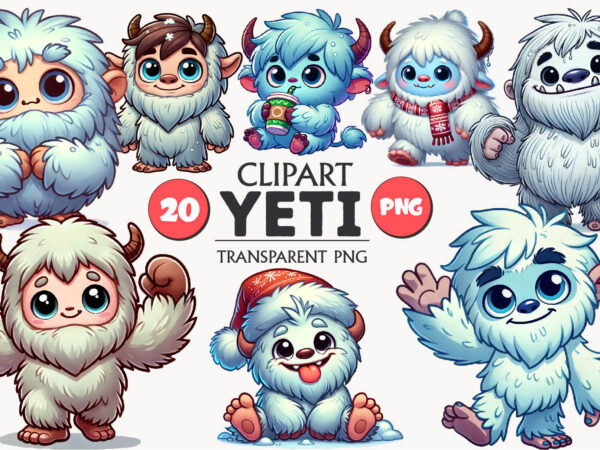 Cute cartoon yeti. tshirt, png.