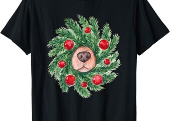 Cute Dog Nose Christmas Wreath Christmas Dog Mom Dog Lover T-Shirt