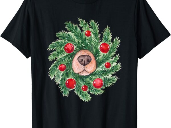 Cute dog nose christmas wreath christmas dog mom dog lover t-shirt