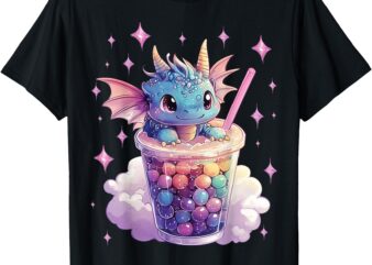 Cute Dragon Boba Tea Bubble Tea Anime Kawaii Pastel Funny T-Shirt