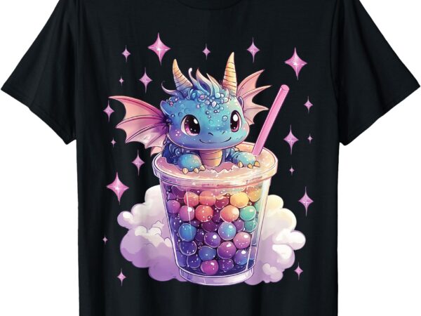 Cute dragon boba tea bubble tea anime kawaii pastel funny t-shirt