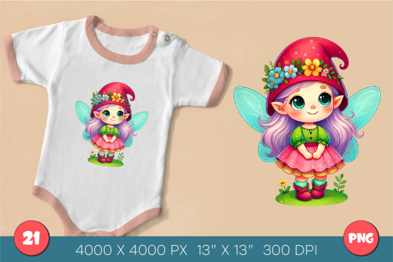 Cute Fairytale Gnomes. Tshirt, PNG.