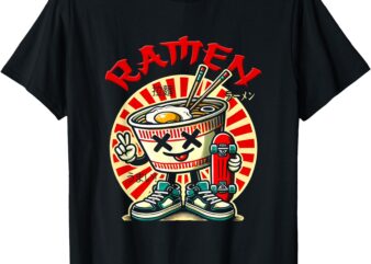 Cute Ramen Skater Tee Kawaii Anime Skateboard Lover Teens T-Shirt