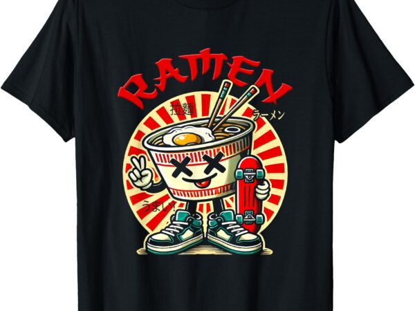 Cute ramen skater tee kawaii anime skateboard lover teens t-shirt