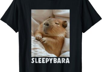 Cute Sleepy Capybara Sleep Pajamas Funny Word Sleebybara T-Shirt