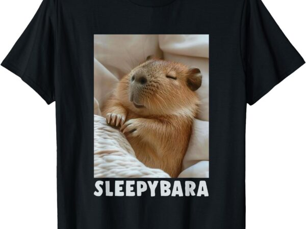 Cute sleepy capybara sleep pajamas funny word sleebybara t-shirt