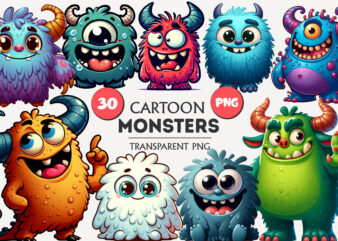 Cute cartoon monsters. Tshirt, PNG.