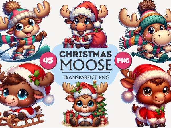 Cute christmas moose. t-shirt, png.