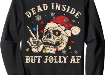 Dead Inside But Jolly AF Funny Skeleton Lights Christmas Sweatshirt