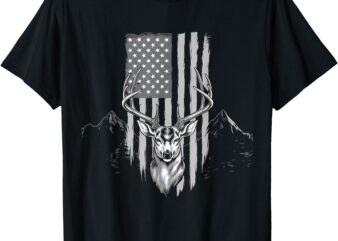 Deer Hunter USA Flag Deer Hunting American Retro T-Shirt