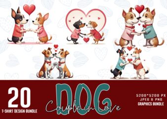 Funny Valentines Day Cute Dog Couple in Love t-shirt design bundle