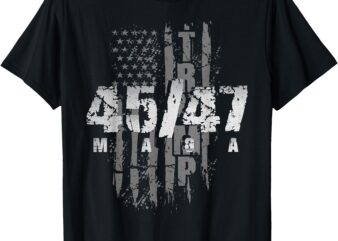 Donald Trump President 45-47 MAGA US Flag T-Shirt