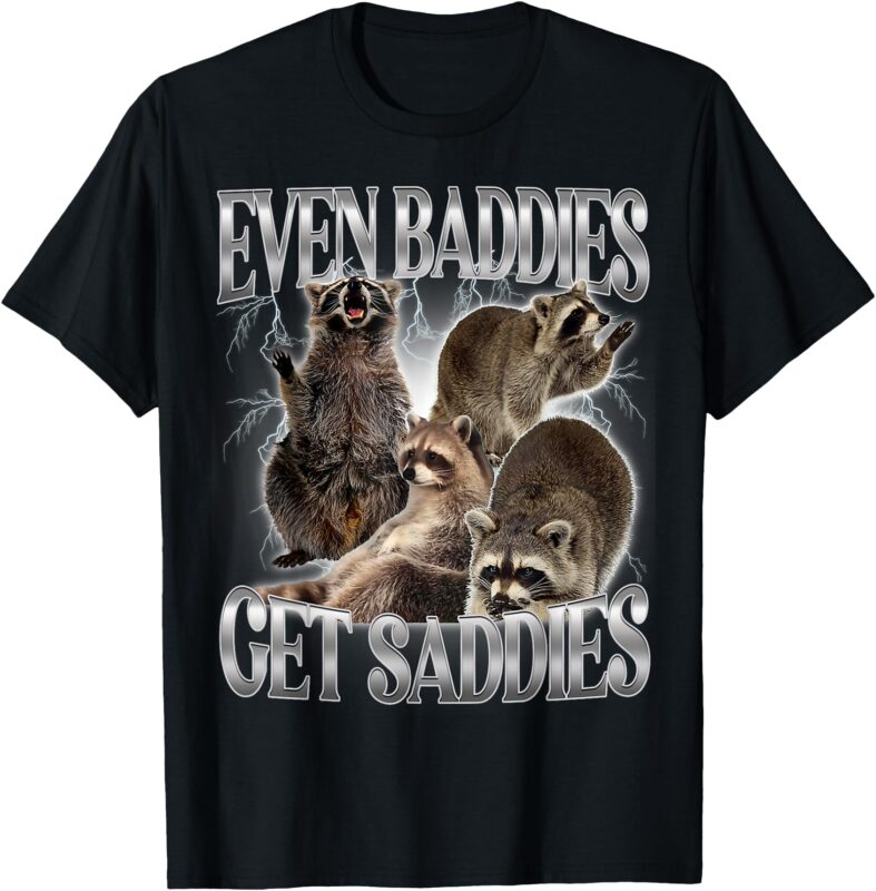 Even Baddies Get Saddies Raccoon Funny Oddly Specific Meme T-Shirt