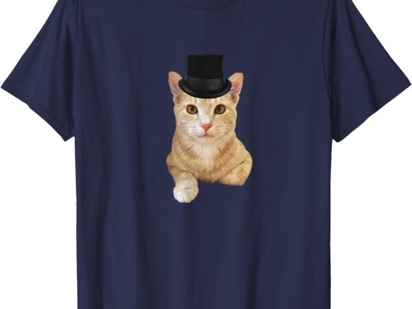 Everyone loves a dapper orange tabby cat in a top hat t-shirt