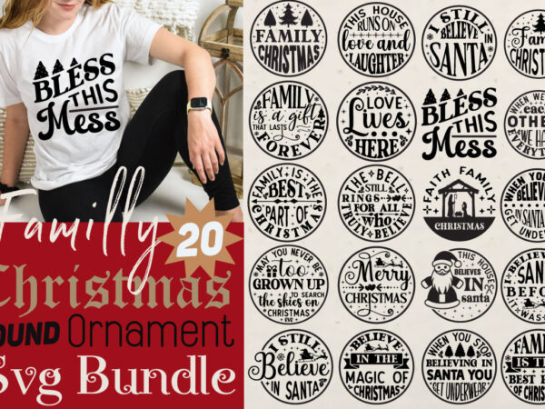 Family christmas round ornament t-shirt bundle family christmas round ornament svg bundle