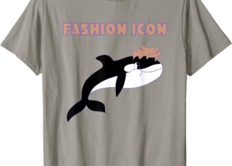 Fashion Icon Orca Whale Wearing Dead Salmon on Head T-Shirt