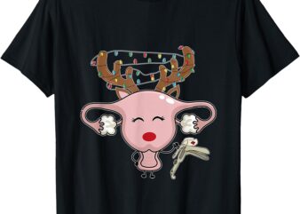 Festive Reindeer Uterus Nurse Speculum Xmas Light OBGYN T-Shirt