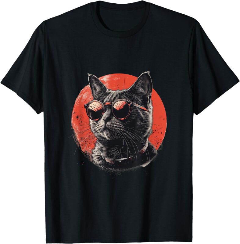 Fierce Cat in Stylish Shades_ Red-Hot and Modern T-Shirt