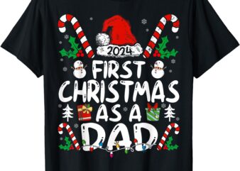 First Christmas As A Dad 2024 Family Matching 1st New Dad T-Shirt