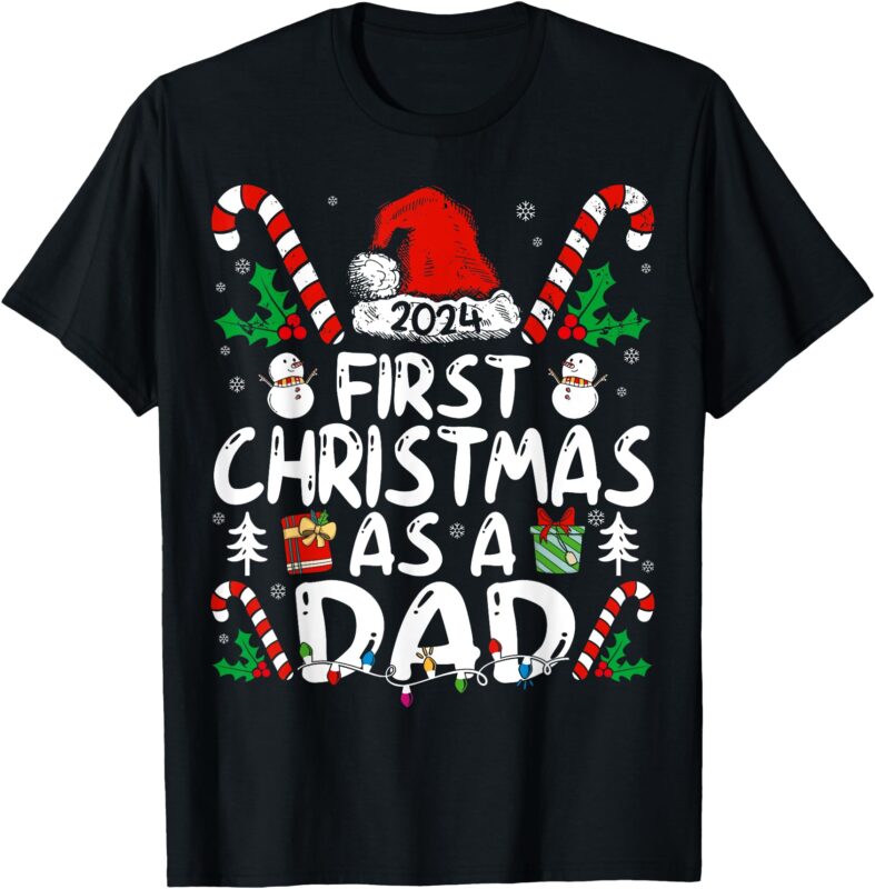 First Christmas As A Dad 2024 Family Matching 1st New Dad T-Shirt