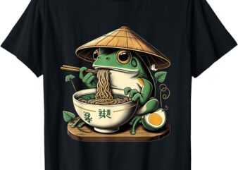 Frog Eating Ramen Kawaii Neko Japanese Noodles Anime Lovers T-Shirt