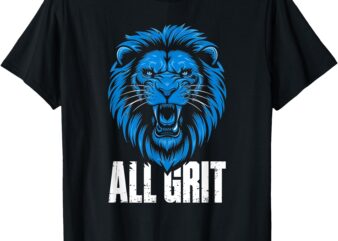 Funny All Grit Lion Lovers Retro Vintage Style Detroit T-Shirt