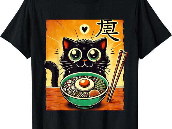 Funny cat ramen graphic tee japanese kawaii anime cat t-shirt