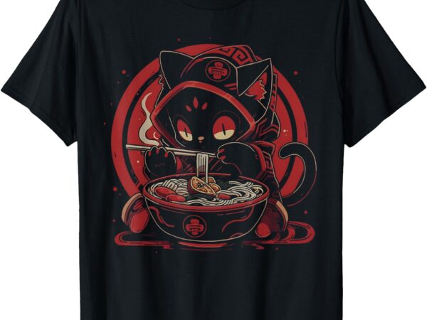 Funny cat ramen graphic tees japanese kawaii anime cat t-shirt