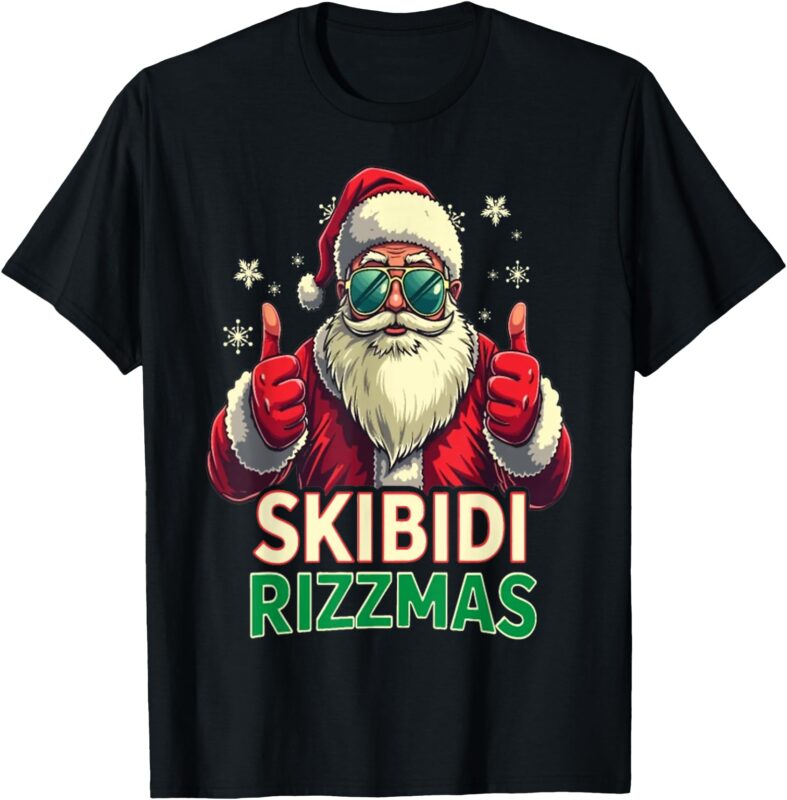 Funny Christmas Rizz Santa Skibidi Rizzmas T-Shirt