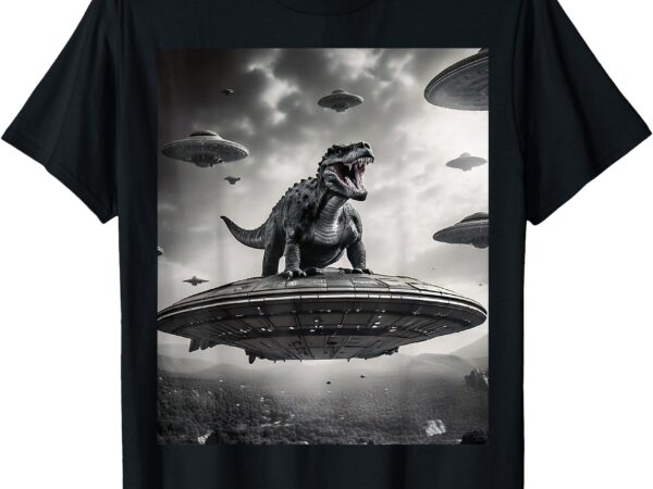 Funny dinosaurs return to earth in ufos for the homecoming t-shirt