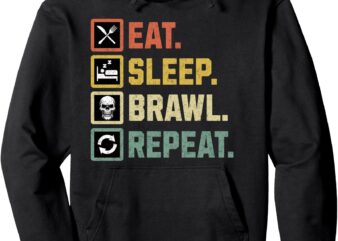 Funny Eat Sleep Brawl Repeat Stars Video Gamer Gaming Pullover Hoodie