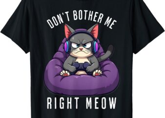 Funny Gamer Cat Gaming For Video Gamers Boys Men T-Shirt