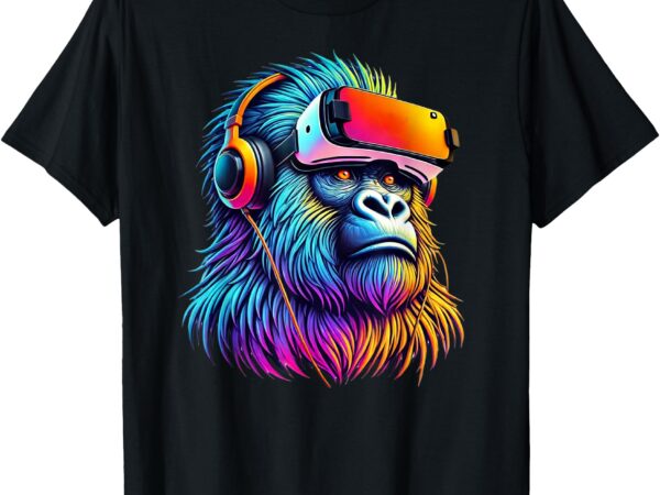 Funny gorilla vr playing tag boys adult gorilla vr gamer t-shirt