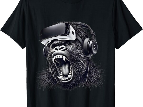 Funny gorilla vr playing tag boys adult gorilla vr gamer t-shirt